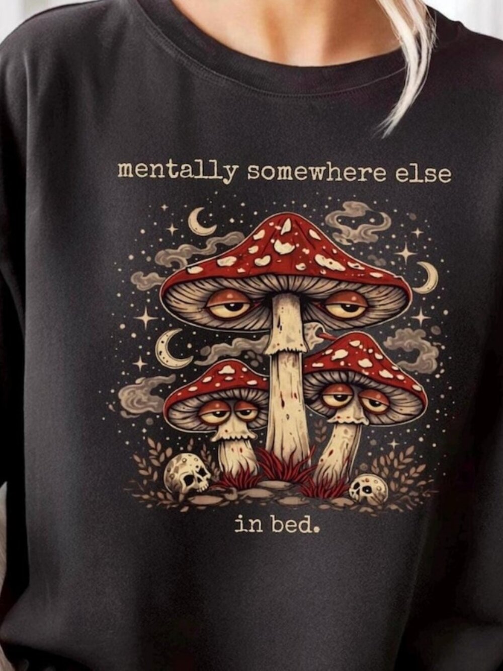 Mentally Somewhere Else Mushroom T-shirt, Dark Academia Tee